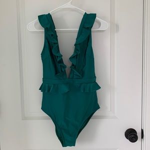 Ted Baker Low V Ruffle Swimsuit